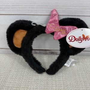 NEW 2024 Black Bear Pink Bow Dolly Bear Ears Hat Exclusive Dollywood Youth Size‎